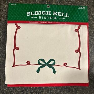 Sleigh Bell Bistro Holiday Table Runner - White and Red